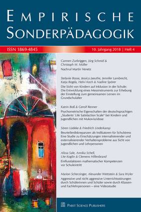 Empirische Sonderpädagogik 4-2018 Empirische Sonderpädagogik 4-2018